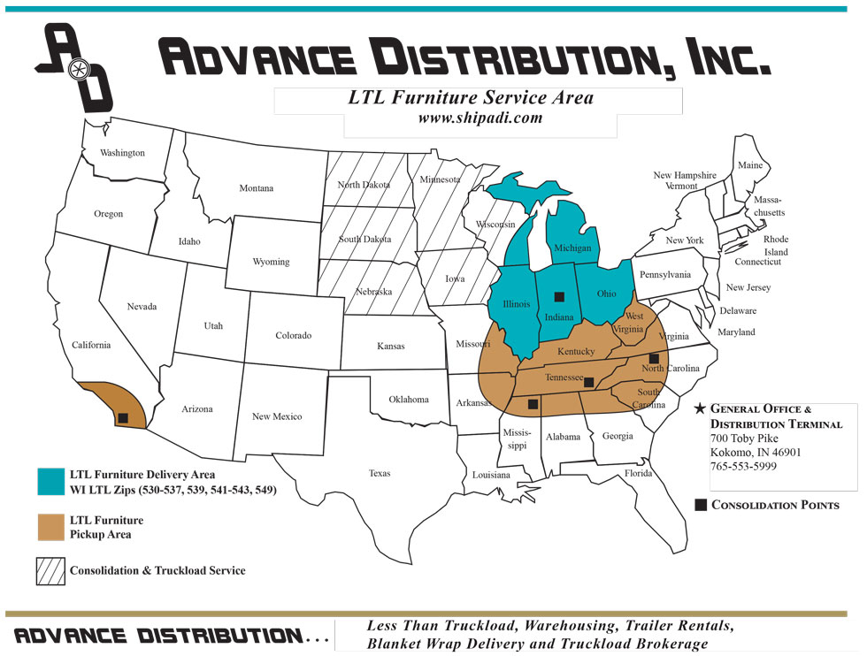advanced distribution shipping company delivery zone